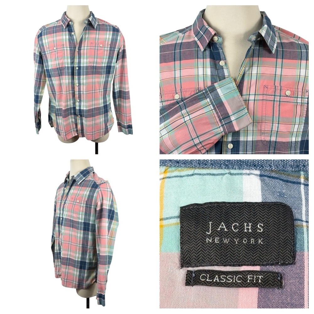 Men’s JACHS New York Classic Fit Multicolored Plaid Button Down XL-Tall